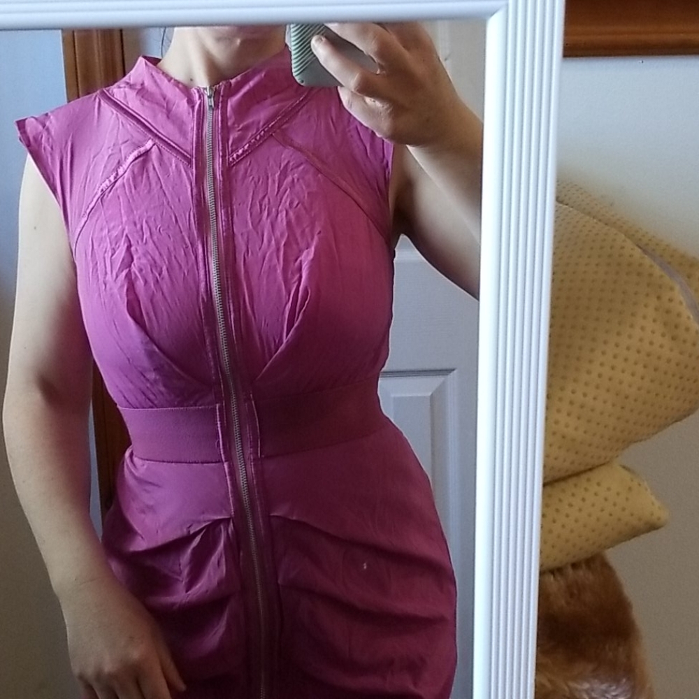 Bebe silk zip cocktail dress sz sx - Picture 3 of 9